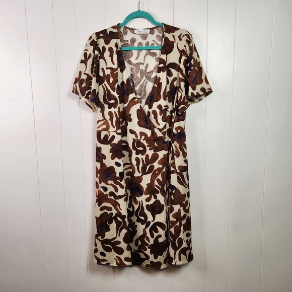 Addition Elle V-Neck Wrap Floral Knee Length Fit Flare Dress Size 2X Bro… - Picture 4 of 10